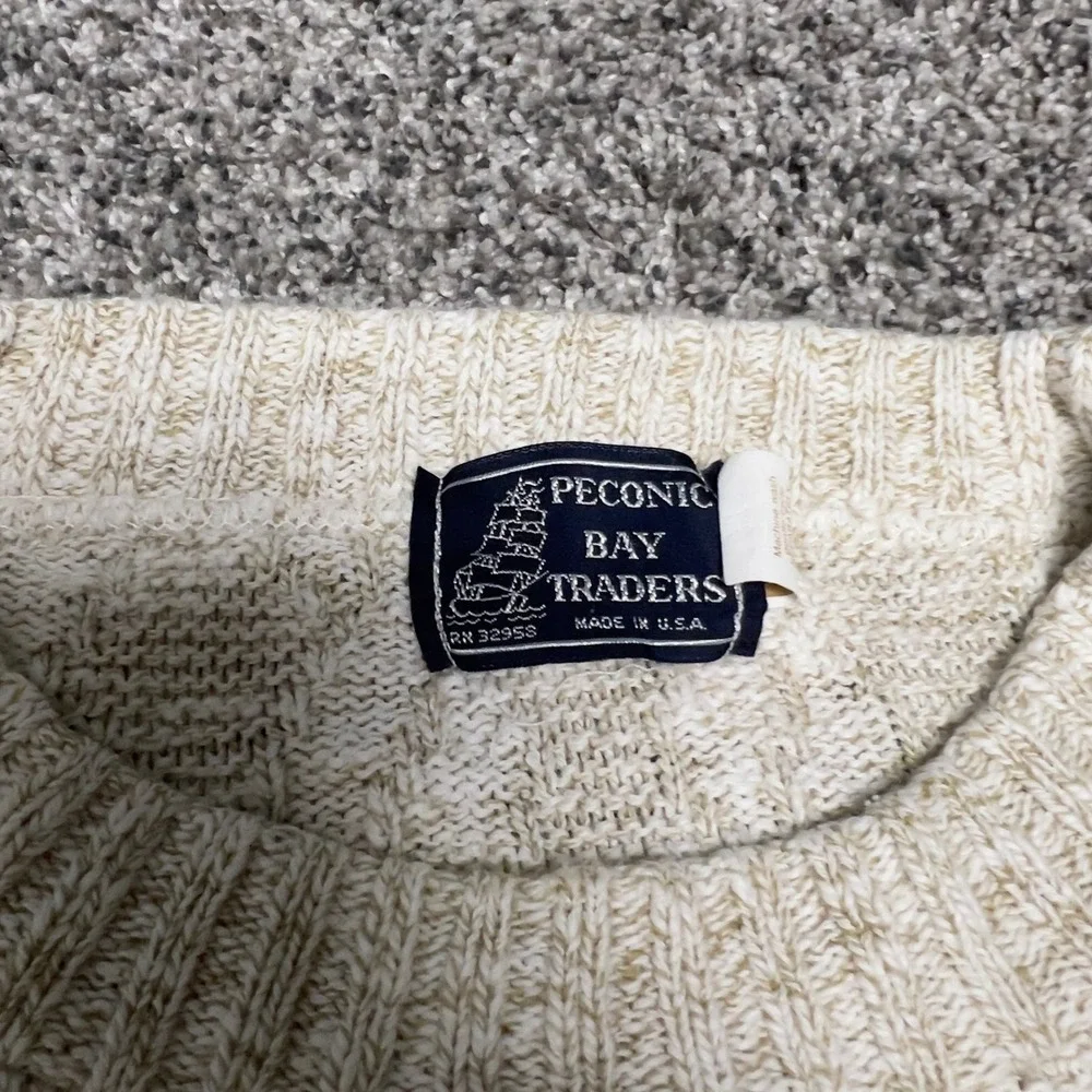 Vintage Peconic Bay Traders Sweater XL Cream Beige Knit Crewneck Grandpa Core